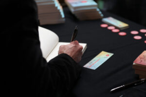 Signing books for soon-be-be readers of BODY - photo by Patricia Beauchamp