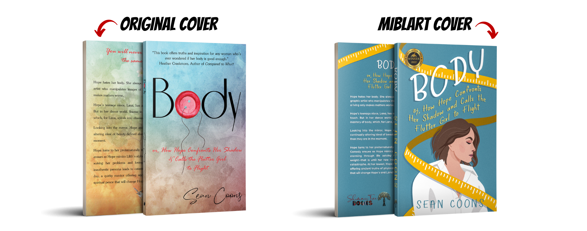 Body by Sean Coons - comparison of original cover with cover by MiblArt